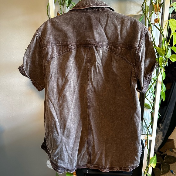 Free People The Short of It chocolate denim top. Size M - Picture 5 of 5